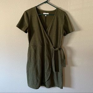Madewell olive green wrap dress